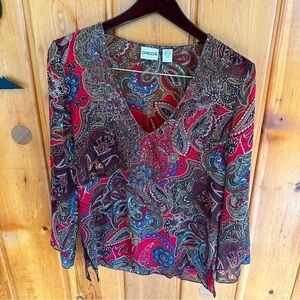 Chico’s Silk Embroidered Paisley Top Small
